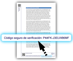 Exemplo de localización do código seguro de verificación nun documento asinado